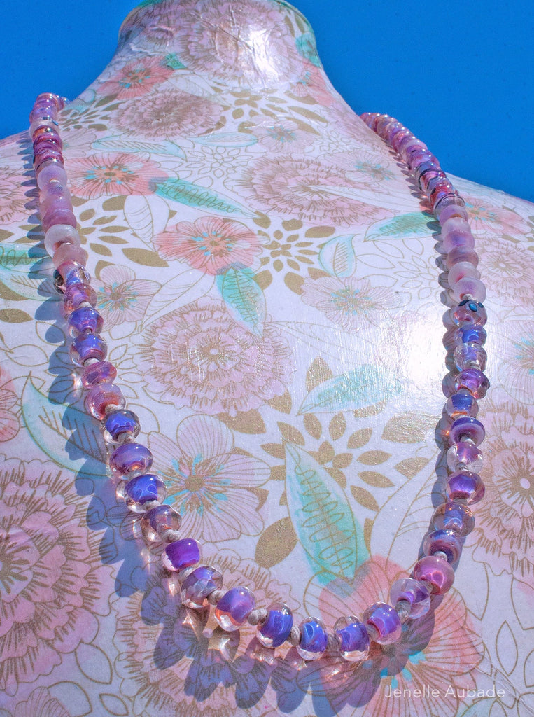Purple Sea Star Art Glass Necklace - BajaTiki - Necklace - art glass, beaded, featured, Jenelle Aubade, Jewelry, knotted, lampwork, necklace, purple