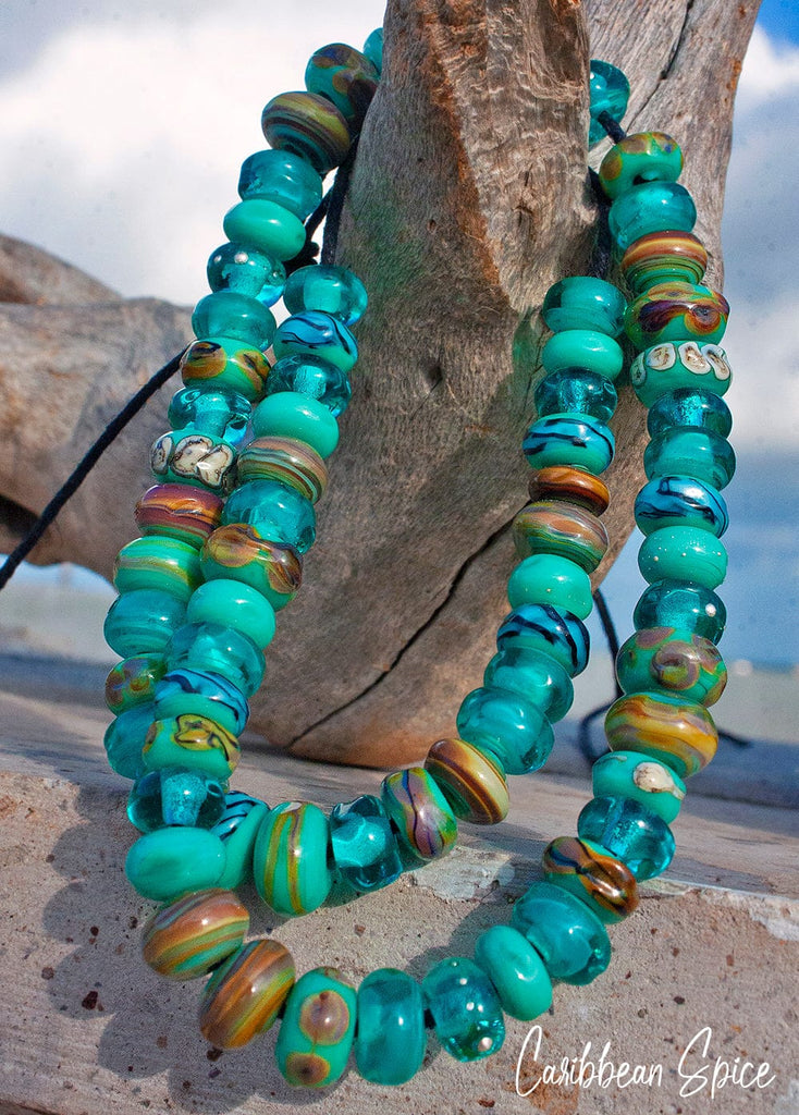 Caribbean Spice Lampwork Bead Strand Beads accent beads BajaTiki lampwork beads paradise beads