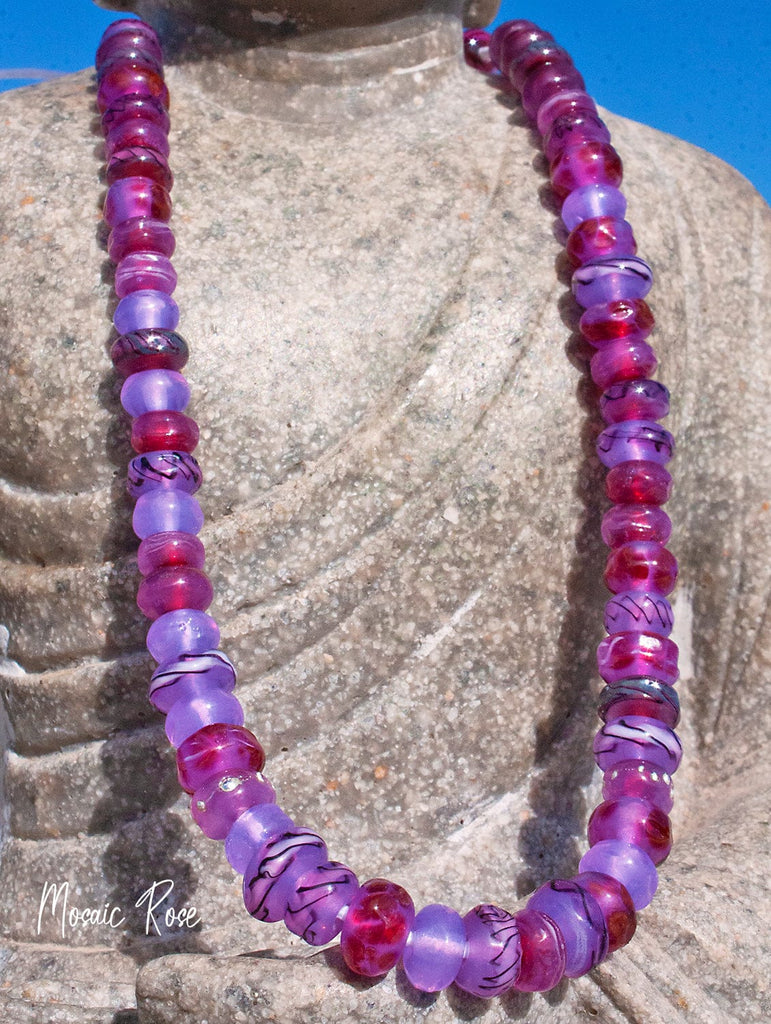 Mosaic Rose Lampwork Bead Strand Jewelry Supplies BajaTiki Beads lampwork beads paradise beads