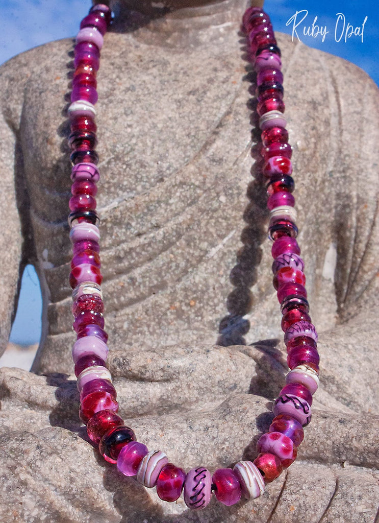 Ruby Opal Lampwork Bead Strand Beads BajaTiki lampwork beads paradise beads purple