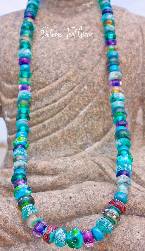 Boheme Teal Grape Glass Lampwork Bead Strand Jewelry Supplies BajaTiki Beads lampwork beads paradise beads