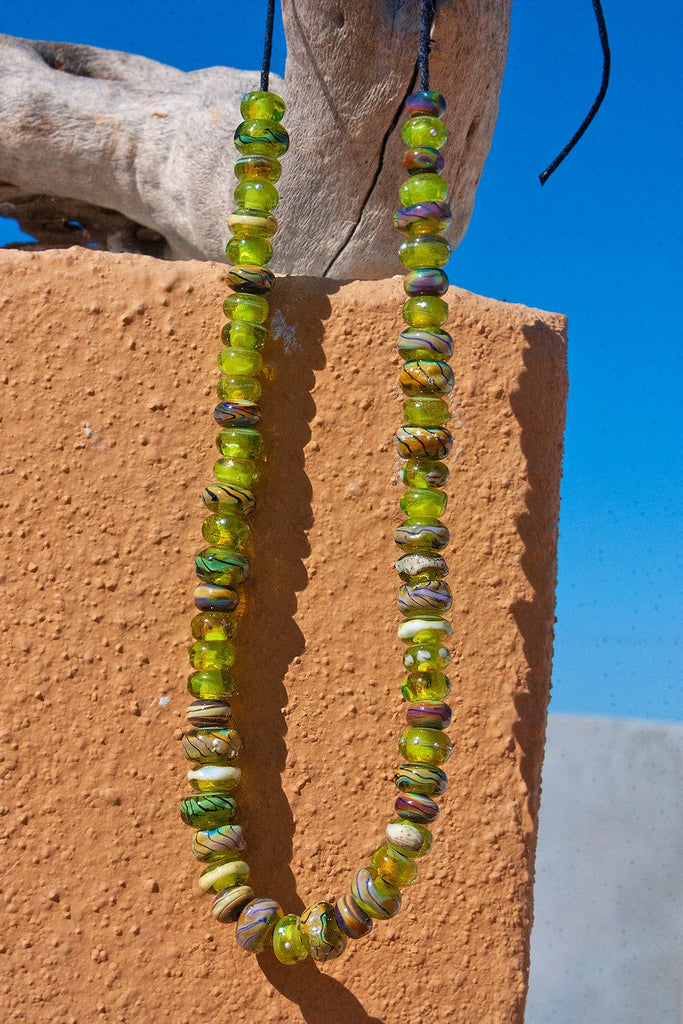 Bohemian Olive Mixed Lampwork Bead Strand Beads accent beads BajaTiki green lampwork beads paradise beads