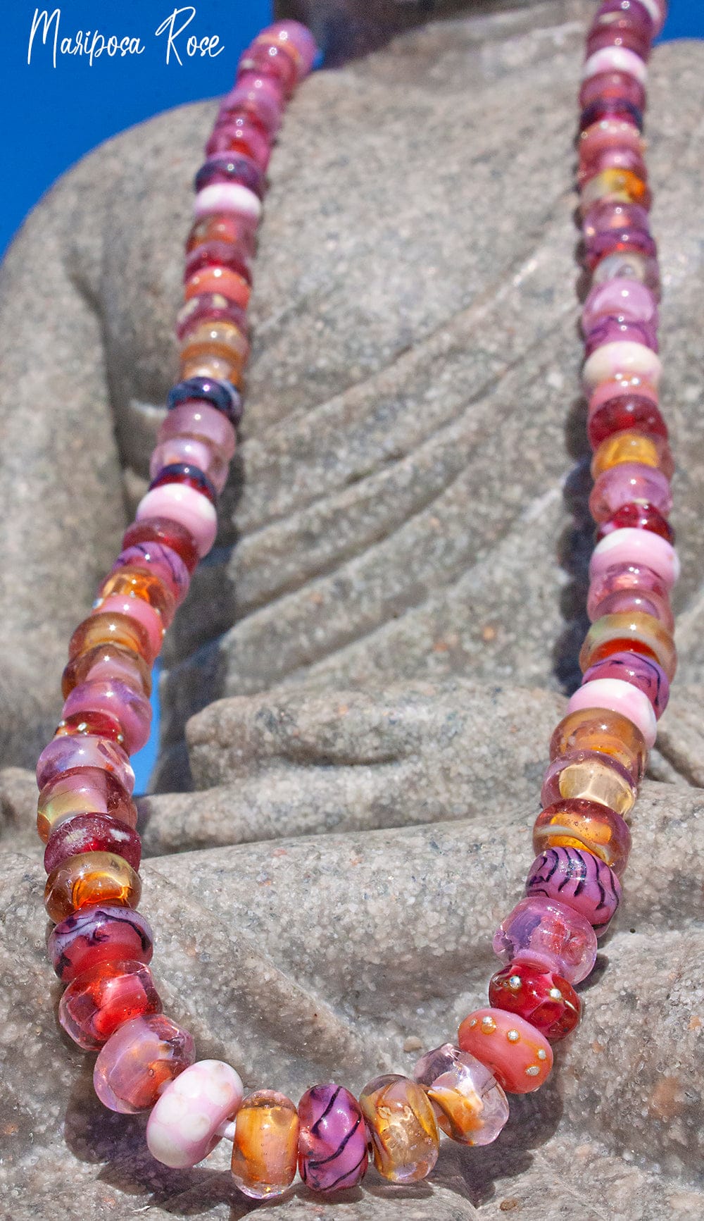 Mariposa Rose Lampwork Bead Strand Jewelry Supplies BajaTiki Beads lampwork beads paradise beads