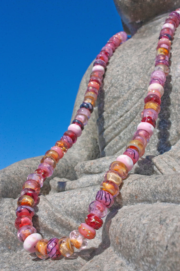 Mariposa Rose Lampwork Bead Strand Jewelry Supplies BajaTiki Beads lampwork beads paradise beads