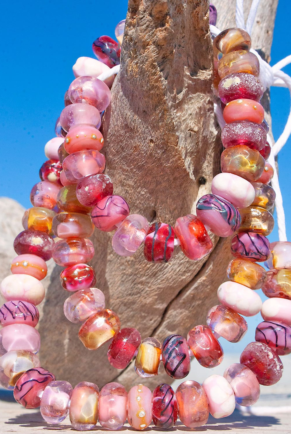 Mariposa Rose Lampwork Bead Strand Jewelry Supplies BajaTiki Beads lampwork beads paradise beads